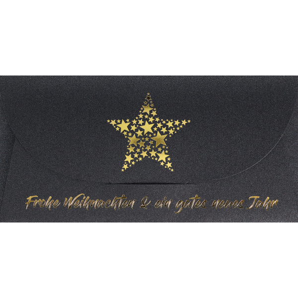 Weihnachten - Geldgeschenkkarte - Format 11 x 22 cm für Gutscheine, Tickets - schwarz mit Briefumschlag