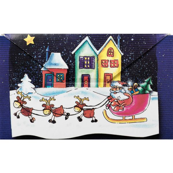 Weihnachten Mini Geldgeschenkkarte mit Umschlag  Winterdorf Rentier Schlitten