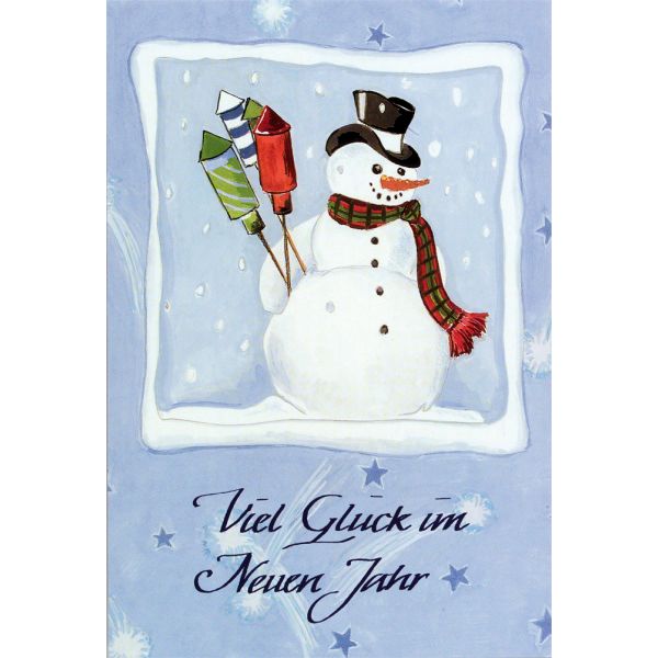 Neujahr Glückwunschkarte mit Umschlag  Schneemann Viel Glück Neues Jahr