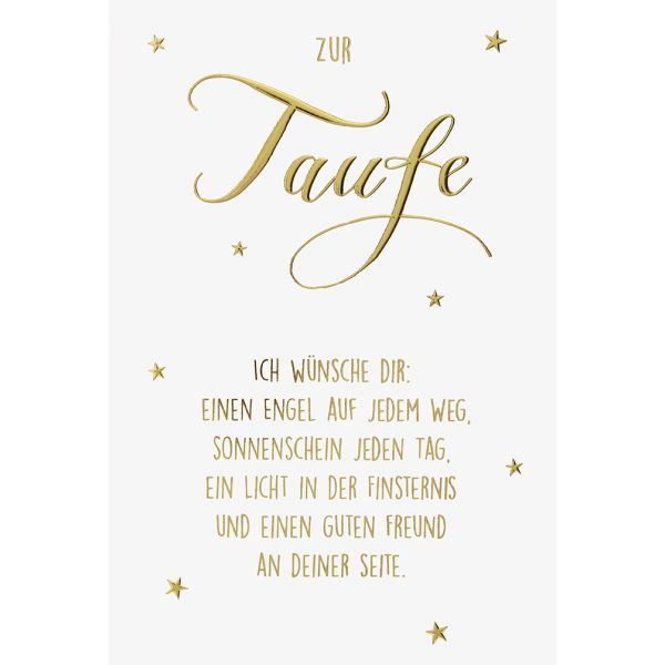 Taufe Glückwunschkarte mit Umschlag  Gold Spruch Taufe