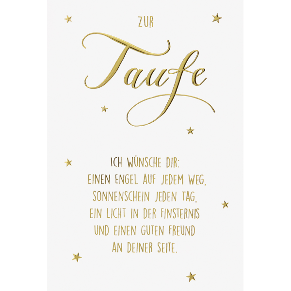 Taufe Glückwunschkarte mit Umschlag  Gold Spruch Taufe