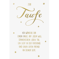 Taufe Glückwunschkarte mit Umschlag  Gold Spruch Taufe