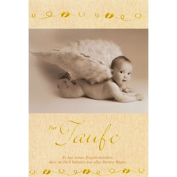A Taufe Glückwunschkarte mit Briefumschlag Engel behüten Wege Baby Flügel