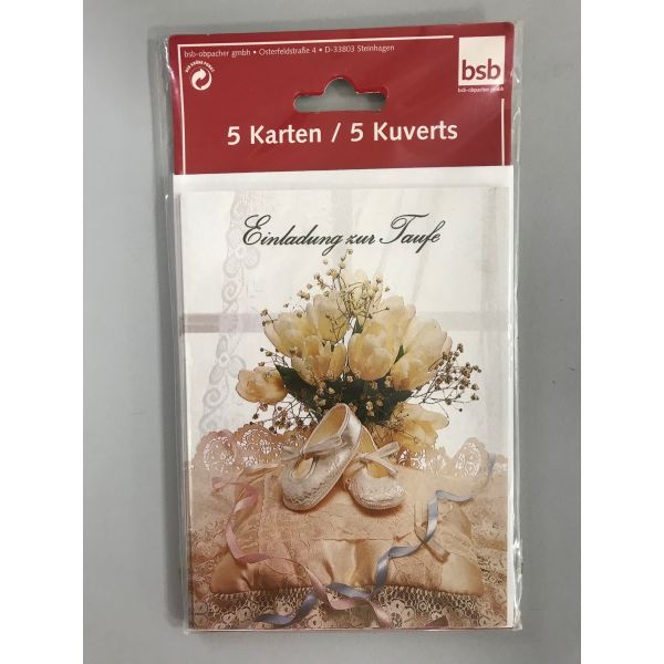 Taufe Taufe Einladung 5 Karten 5 Umschläge im Beutel  Einladung zur Taufe