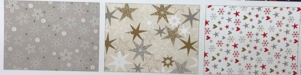 Geschenkpapier Weihnachten - Sortiment - UVP: € 89,70 - 30 Röllchen 70cm x 200cm á UVP 2,99 - Mix Weiß-Gold