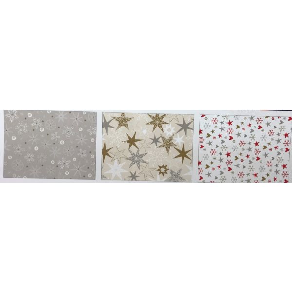 Geschenkpapier Weihnachten - Sortiment - UVP: € 89,70 - 30 Röllchen 70cm x 200cm á UVP 2,99 - Mix Weiß-Gold