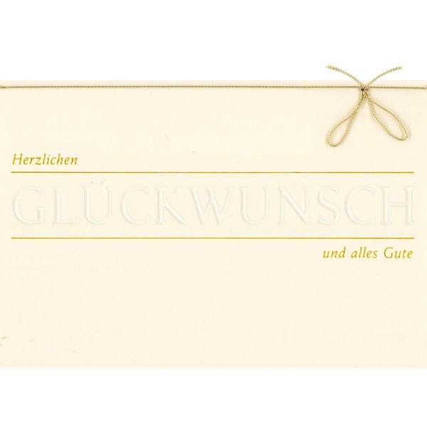 Allgemeine Wünsche Glückwunschkarte mit Umschlag  Gold Schleife Herzlichen Glückwunsch