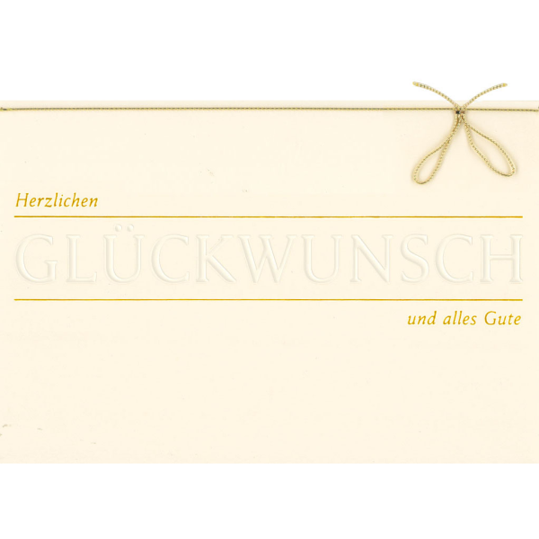 Allgemeine Wünsche Glückwunschkarte mit Umschlag  Gold Schleife Herzlichen Glückwunsch