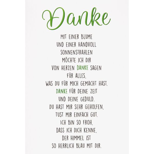 Danke  Grußkarte mit Umschlag Danke Gedicht