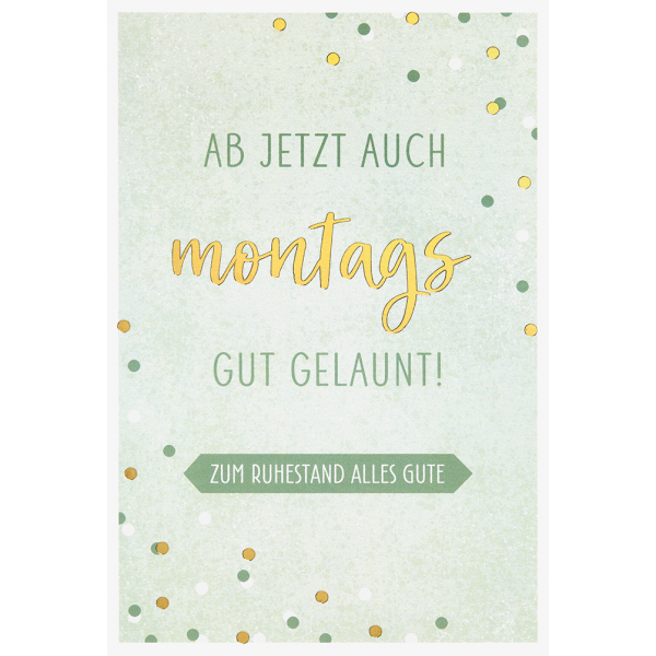 Ruhestand - Unverpackt – plastikfreie Verpackung - Glückwunschkarte im Format 11,5 x 17 cm mit Briefumschlag