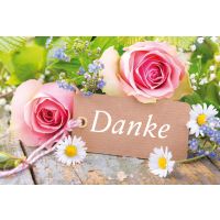 Danke  Grußkarte mit Umschlag Blumen Danke