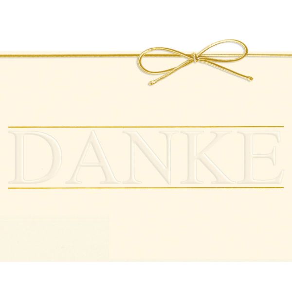 A Danke  Grußkarte mit Umschlag Gold Schleife Danke