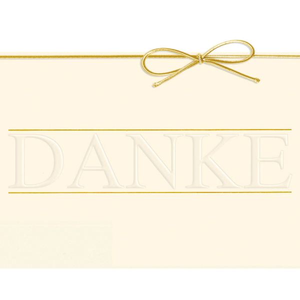 A Danke  Grußkarte mit Umschlag Gold Schleife Danke