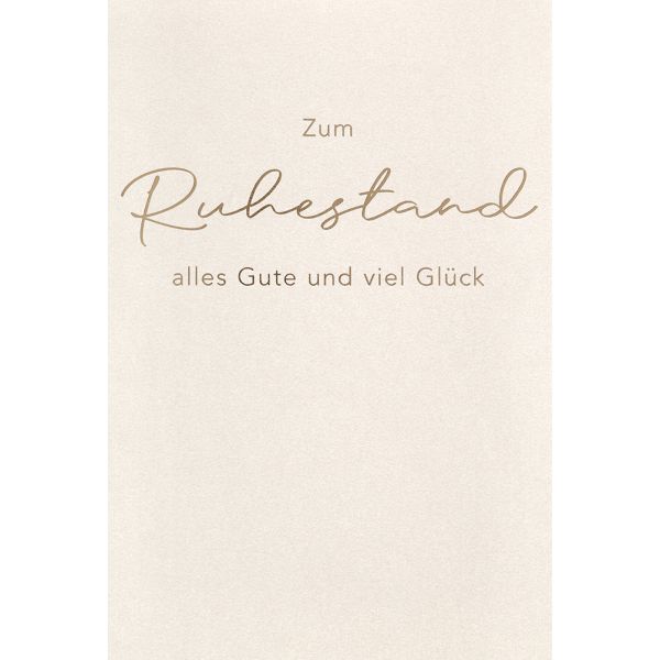 Ruhestand Grußkarte mit Umschlag  Alles Gute Viel Glück