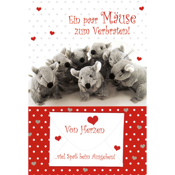 Allgemeine Wünsche Geldgeschenkkarte mit Umschlag  Mäuse Von Herzen