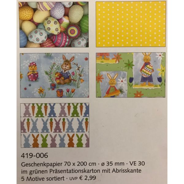 Geschenkpapier Ostern Sortiment 30 Rollen 70 x 200 cm Bundle UVP € 89,70