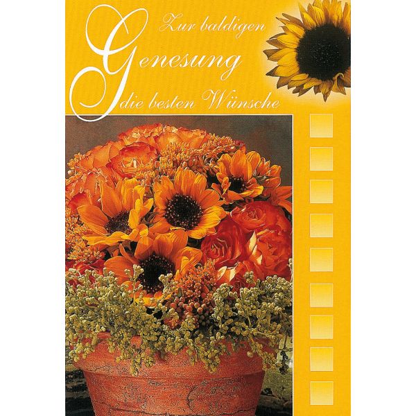 A Genesung Glückwunschkarte mit Umschlag  Sonnenblume Baldige Genesung