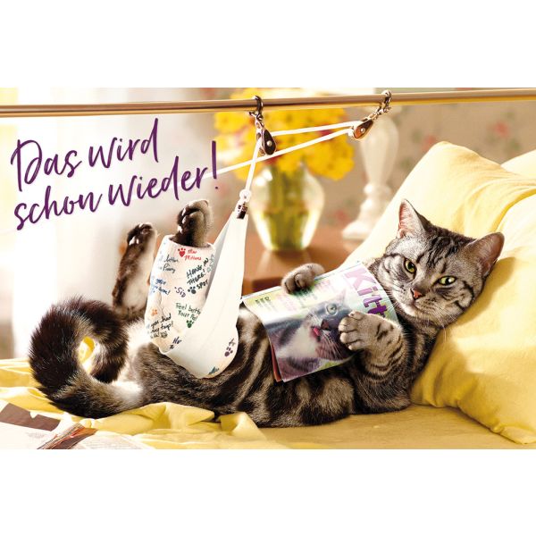 Genesung Glückwunschkarte mit Umschlag  Katze Gipsbein Das wird schon wieder