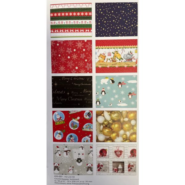 neu 427-007 Geschenkpapiersortiment Weihnachten 50 Röllchen á UVP € 2,49 - € 124,50