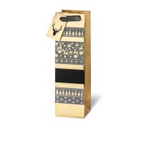 Weihnachten Geschenktüte Tasche Flasche  Gold Sterne...