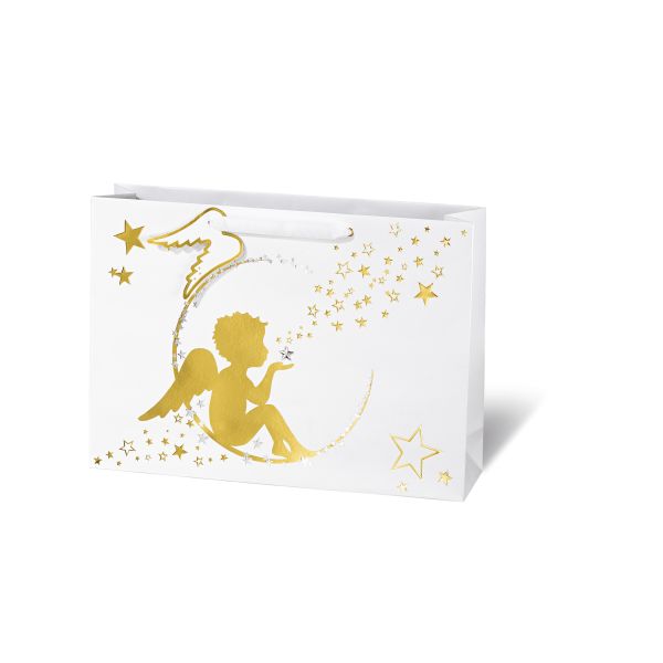 Weihnachten Geschenktüte Tasche A4 Format  Gold Engel Sterne