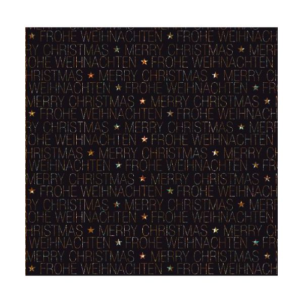 Geschenkpapier Weihnachten Röllchen 70x150cm Frohe Weihnachten schwarz-gold