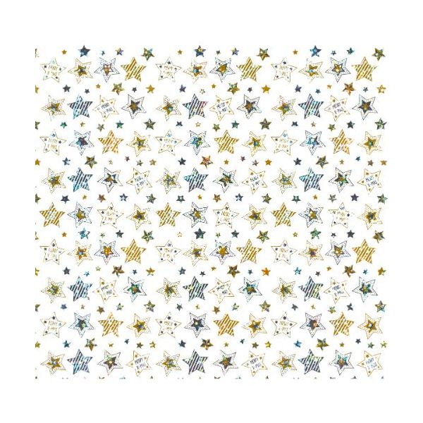 Geschenkpapier Weihnachten - Röllchen 70x150cm - Holo-7Stern weiß