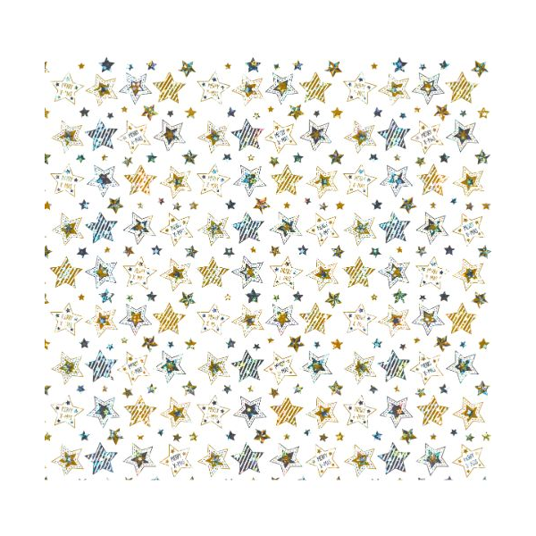 A Geschenkpapier Weihnachten - Röllchen 70x150cm - Holo-7Stern weiß