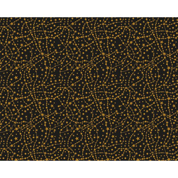 A Geschenkpapier Weihnachten Röllchen 70x150cm Sternenkette schwarz