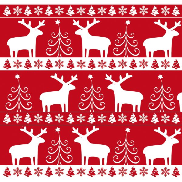 Geschenkpapier Weihnachten Röllchen70x150cm Elche rot-weiß