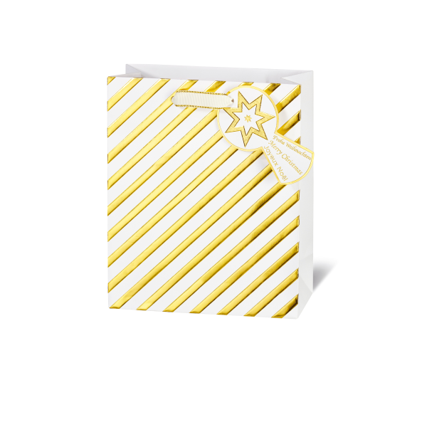 Weihnachten Geschenktüte Tasche A5 Format  Gold Streifen Stern