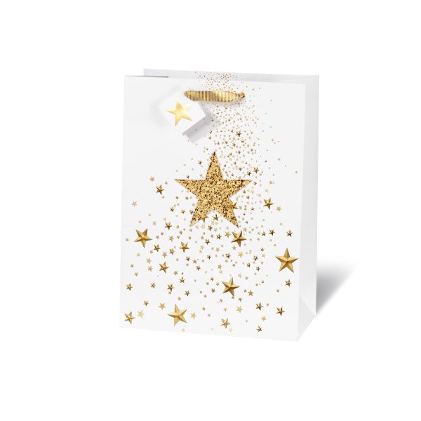 Tasche A4 Glitter Star - Geschenktüte Weihnachten