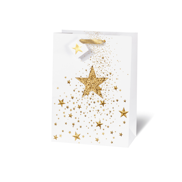 Tasche A4 Glitter Star - Geschenktüte Weihnachten