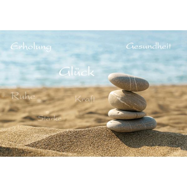 Allgemeine Wünsche Glückwunschkarte mit Briefumschlag Steine Strand Gesundheit Glück Erholung