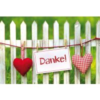 Danke  Grußkarte mit Umschlag Zaun Herzen Danke