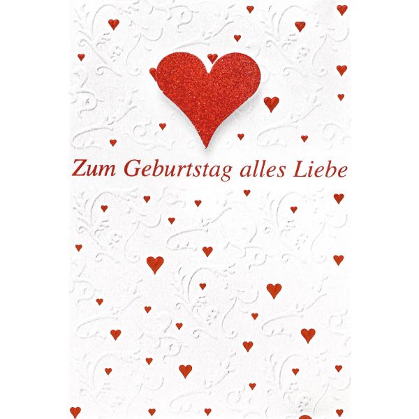 Geburtstag Glückwunschkarte mit Umschlag Herzen Verzierung Alles Liebe