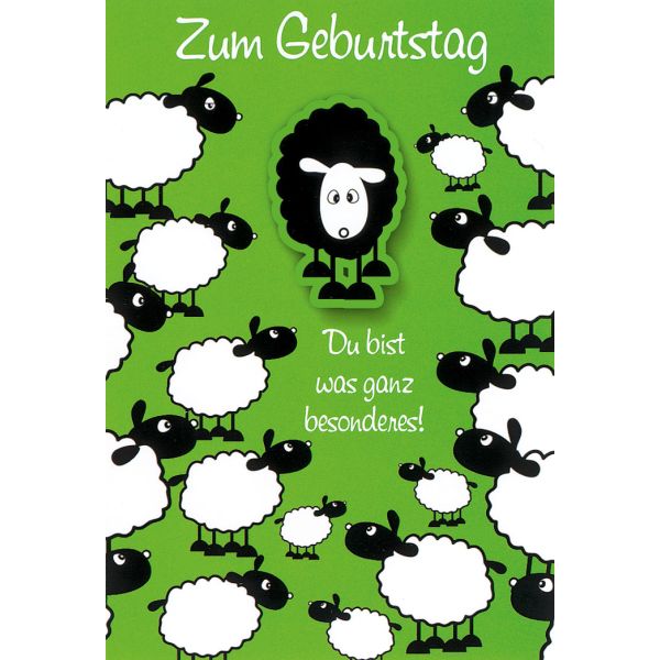 Geburtstag Collage Glückwunschkarte mit Umschlag Schafe Ganz Besonders