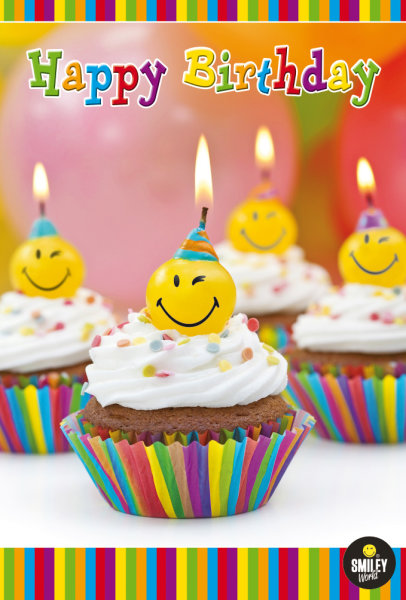 Geburtstag - Smiley - Glückwunschkarte im Format 11,5 x 17 cm mit Briefumschlag