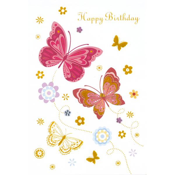 Geburtstag Collage Glückwunschkarte mit Umschlag Schmetterlinge Happy Birthday