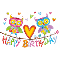 Geburtstag Glückwunschkarte mit Umschlag Eulen Herz...