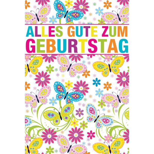 Geburtstag Glückwunschkarte mit Umschlag Schmetterlinge Blumen Siebziger Alles Gute