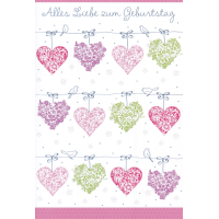 Geburtstag Glückwunschkarte mit Umschlag Herzen...