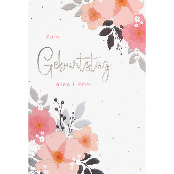 Geburtstag unverpackte Glückwunschkarte mit Umschlag Blumen Alles Liebe