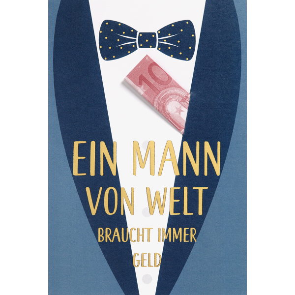 Geburtstag Geldgeschenkkarte unverpackte Geldgeschenkkarte mit Umschlag Mann von Welt Geld Happy Birthday