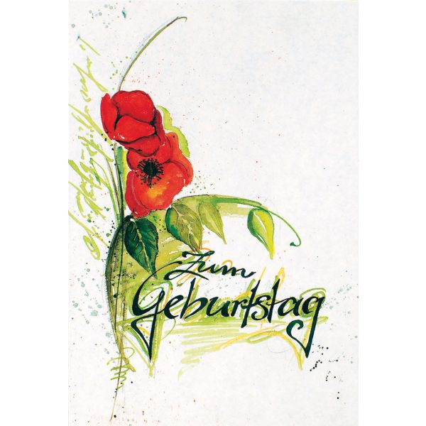 Geburtstag Glückwunschkarte mit Umschlag Mohnblume Zum Geburtstag