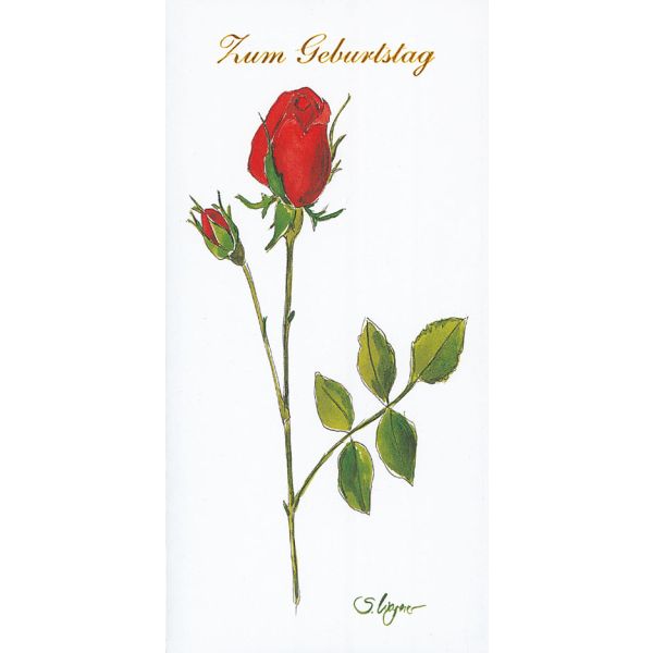 Geburtstag - Glückwunschkarte mit Briefumschlag - Rose Zum Geburtstag