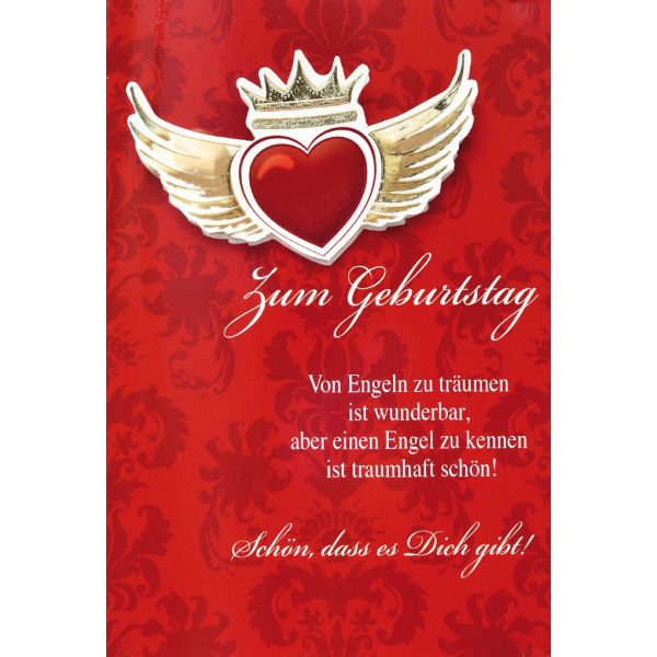 Geburtstag Collage Glückwunschkarte mit Briefumschlag Herz Krone Flügel Spruch