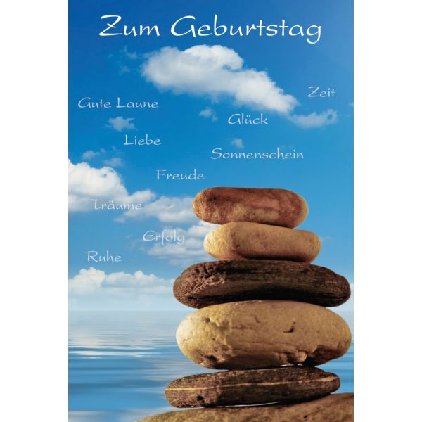Geburtstag Glückwunschkarte mit Briefumschlag Steine Meer maritim