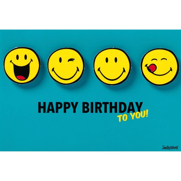 Geburtstag - Collage – Smiley - Glückwunschkarte im Format 11,5 x 17 cm mit Briefumschlag