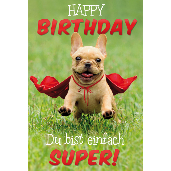 Geburtstag Supermann-Hund Premium Line Glückwunschkarte mit Briefumschlag Du bist super